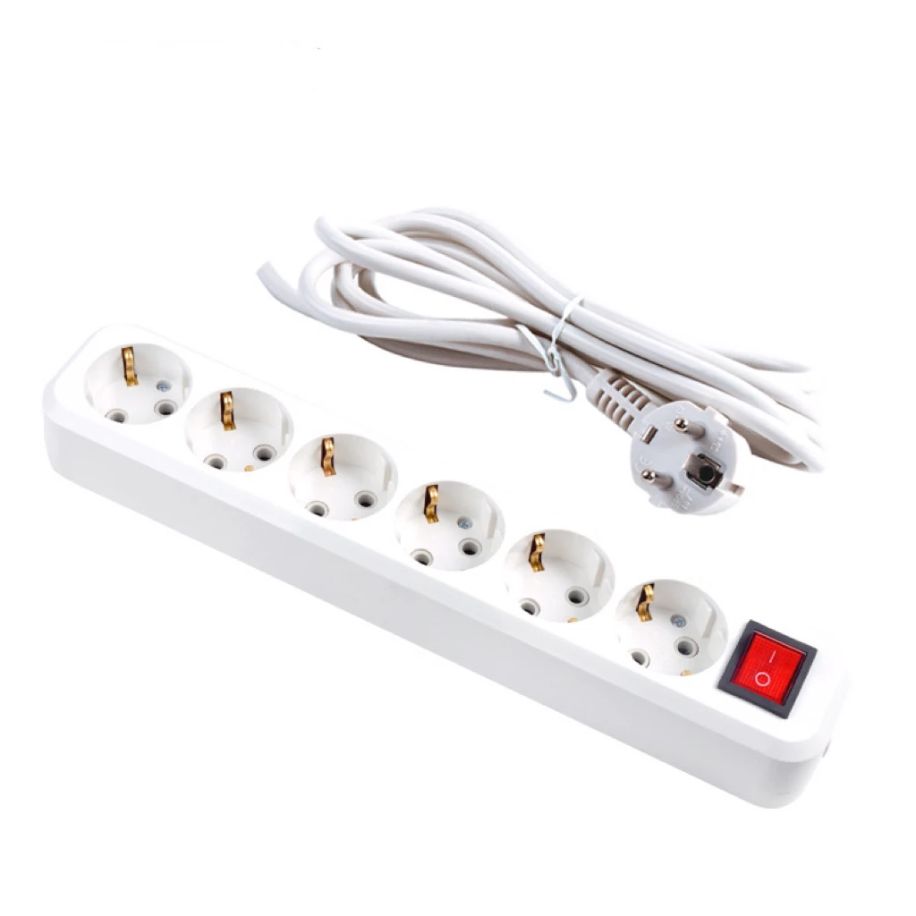 Eu Standard German Type Power Strip 3/4/5 Sockets In Row Flat Adapter ...