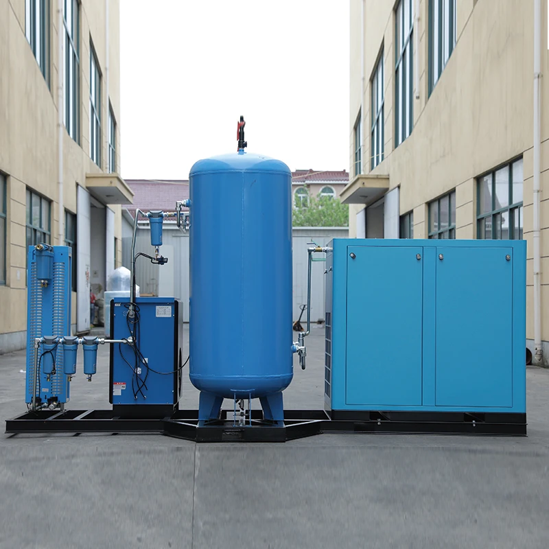 22kW 30馬力 スキッド搭載型エアコンプレッサー タンク付き 冷凍式エア 
