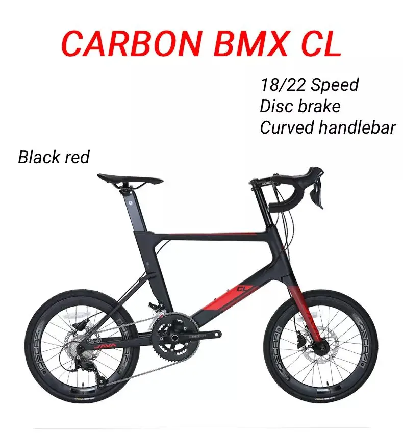 Java 22S Curved Handlebar Fat Tire BMX Bike - Carbon Frame, 22