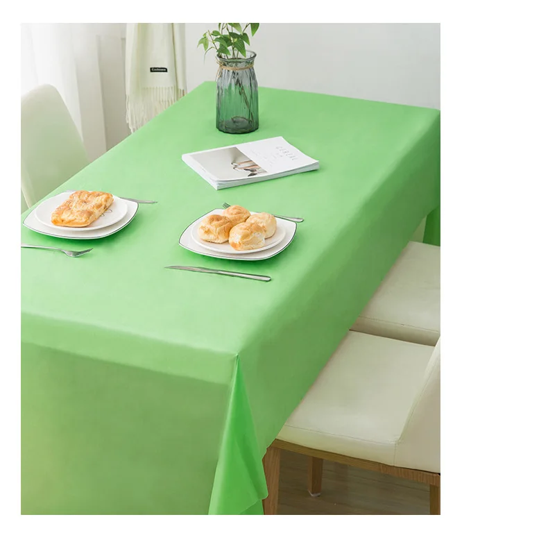 Peva Disposable Solid Color Tablecloth Birthday Party Wedding Christmas Table Cover Rectangle