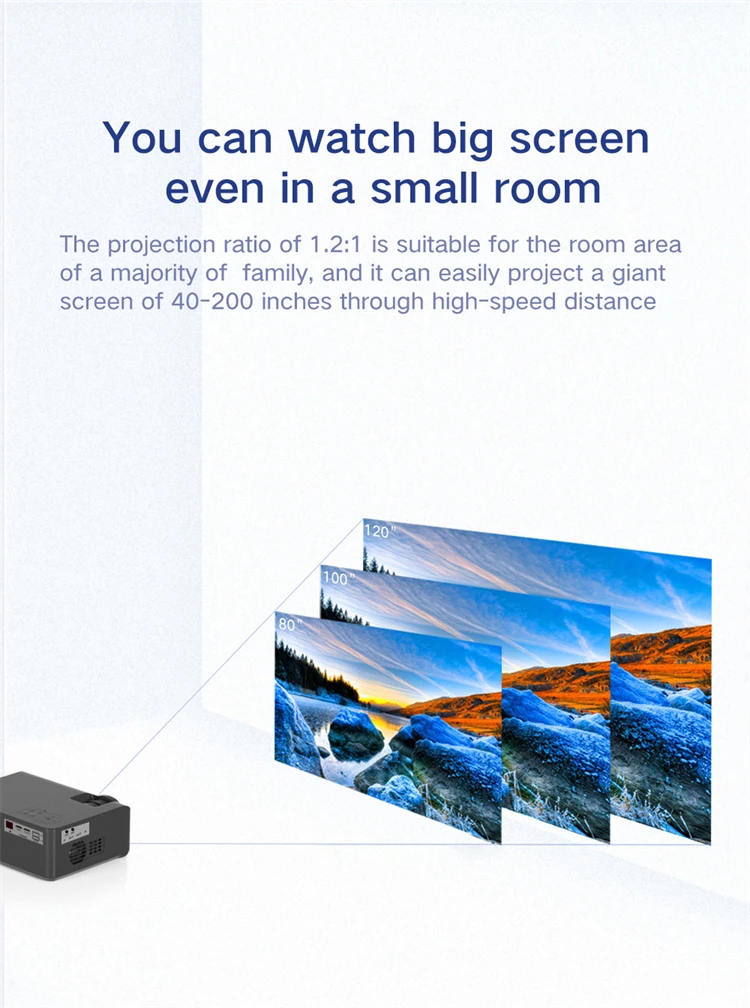 4K mini portable home theater customized logo mini projector 1080p HD TV game video projector with holder and HD cable