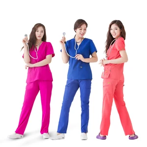 Custom Women's Stretchy Breathable Nursing Scrubs Set Medical Spandex Uniforms for Hospital Custom Scrub Suits