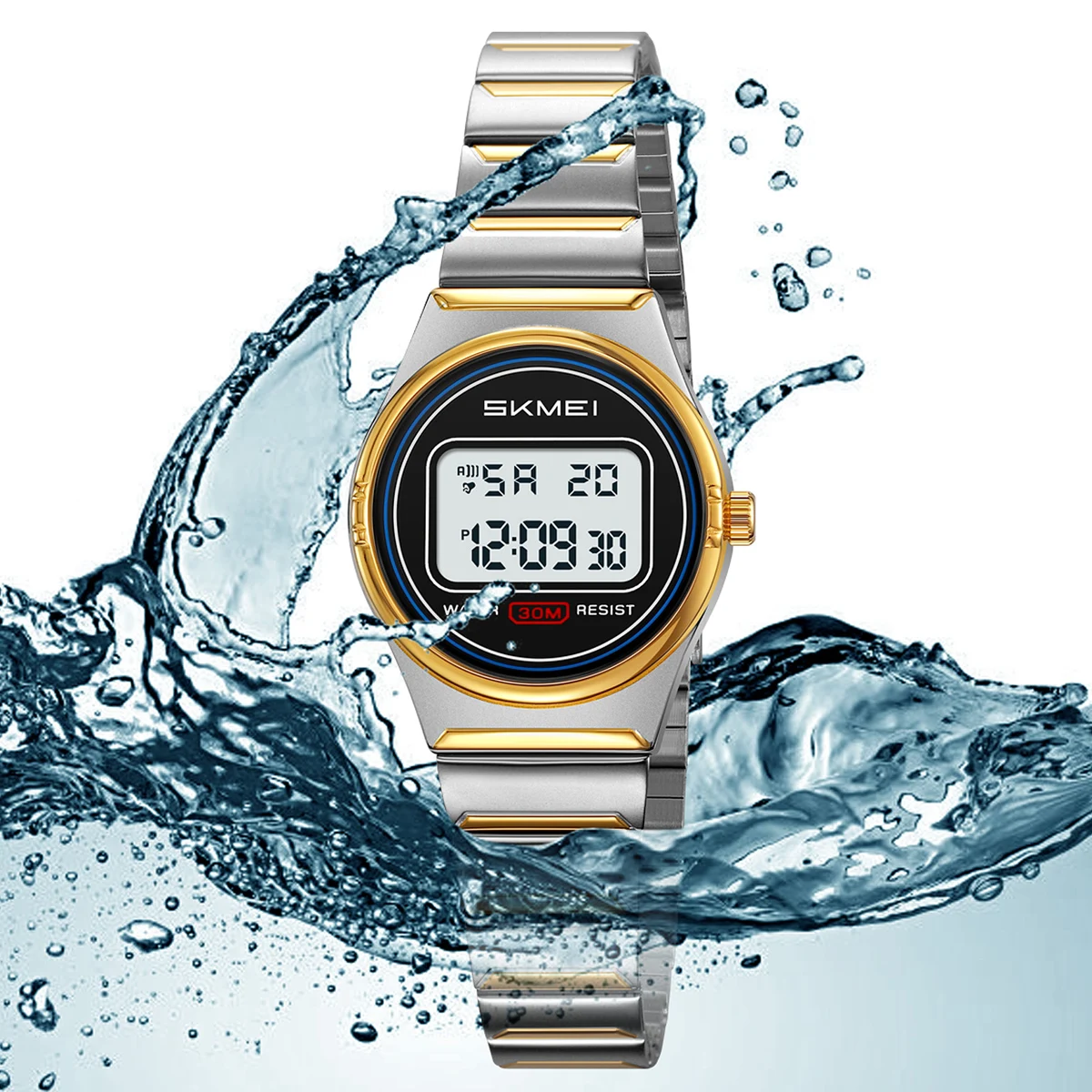 SKMEI 2338 Fashion Alarm Digital Watch Stainless Steel