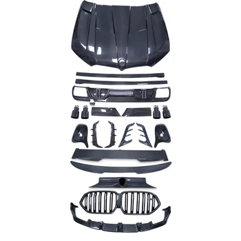 For BMW X6M F96 LD style Carbon Fiber  Front Bumper Lip Hood Side Skirts Rear Diffuser Body Kit Retrofit accessories