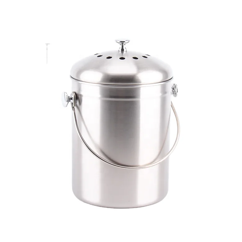 
 1.3 Gallon Indoor Home Waste  Recycle Bin  Customized Stainless Steel Kitchen   Compostable  Worm Farm Compost Bin  