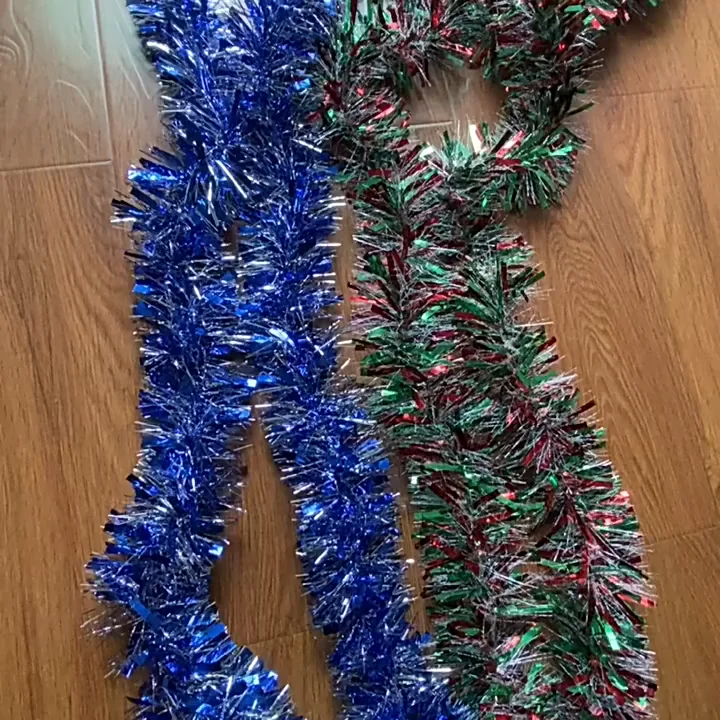Foil Tinsel Ribbon Garland For Christmas Decoration Xmas Tree Wrapping Ribbon Christmas