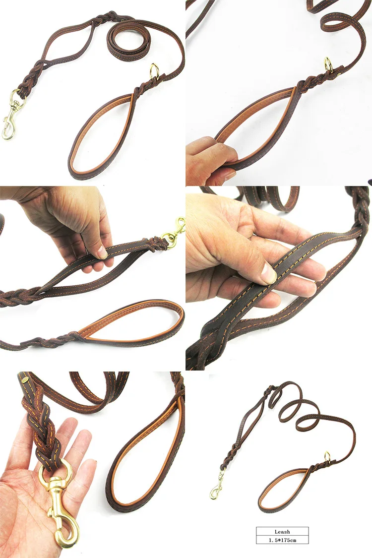 wholesale custom 0.4-1.5m heavy duty large strong dog vegan leather leash for big dogs
