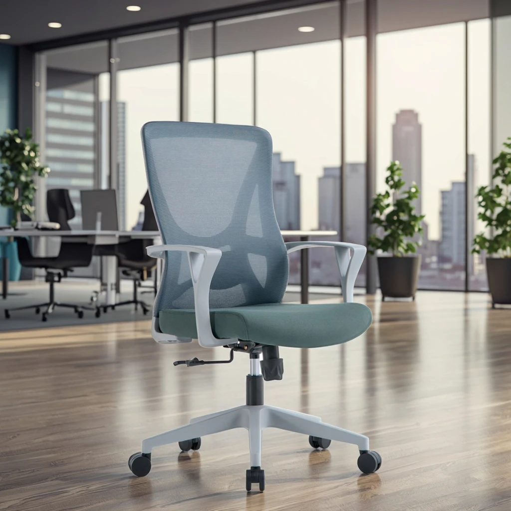 Simplified Wingback Chair Eco Material Reinforced Back Mesh Support Cost-Effective Seating Solution 5