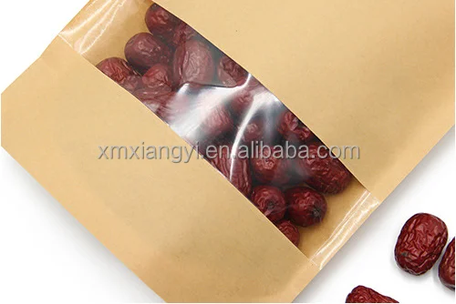 Clear Window Stand up Brown Kraft Paper Bag for Food / Kraft Paper ...