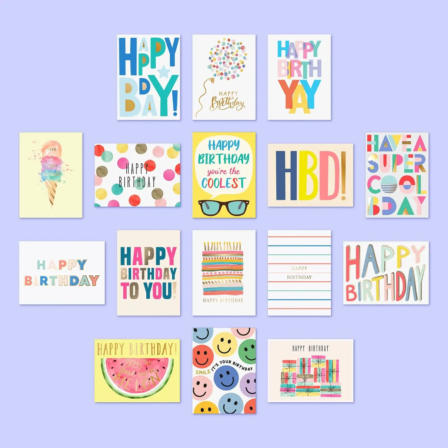 Variety Assorted Custom Happy Birthday Bulk Greeting Cards With