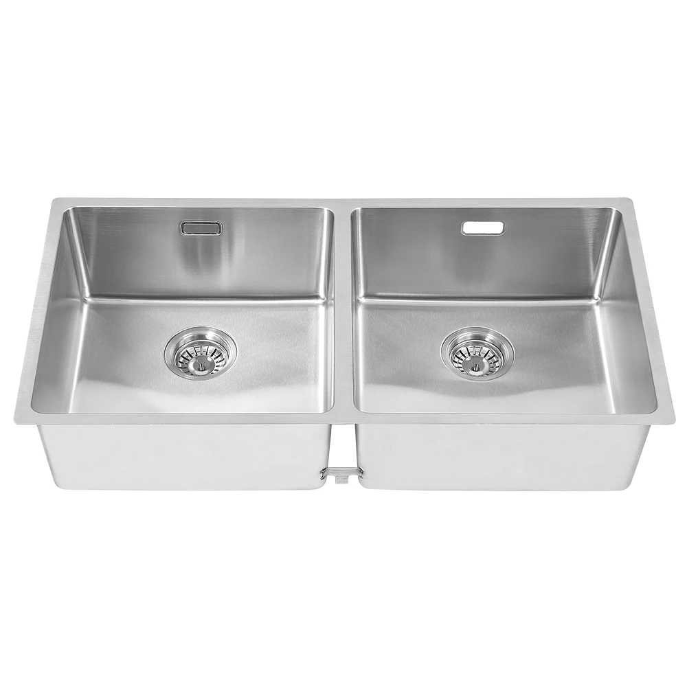 New Design Press SUS304 Stainless Steel Double Basin Small Radius Corner  Rectangular Triple Bowl Counter Bars