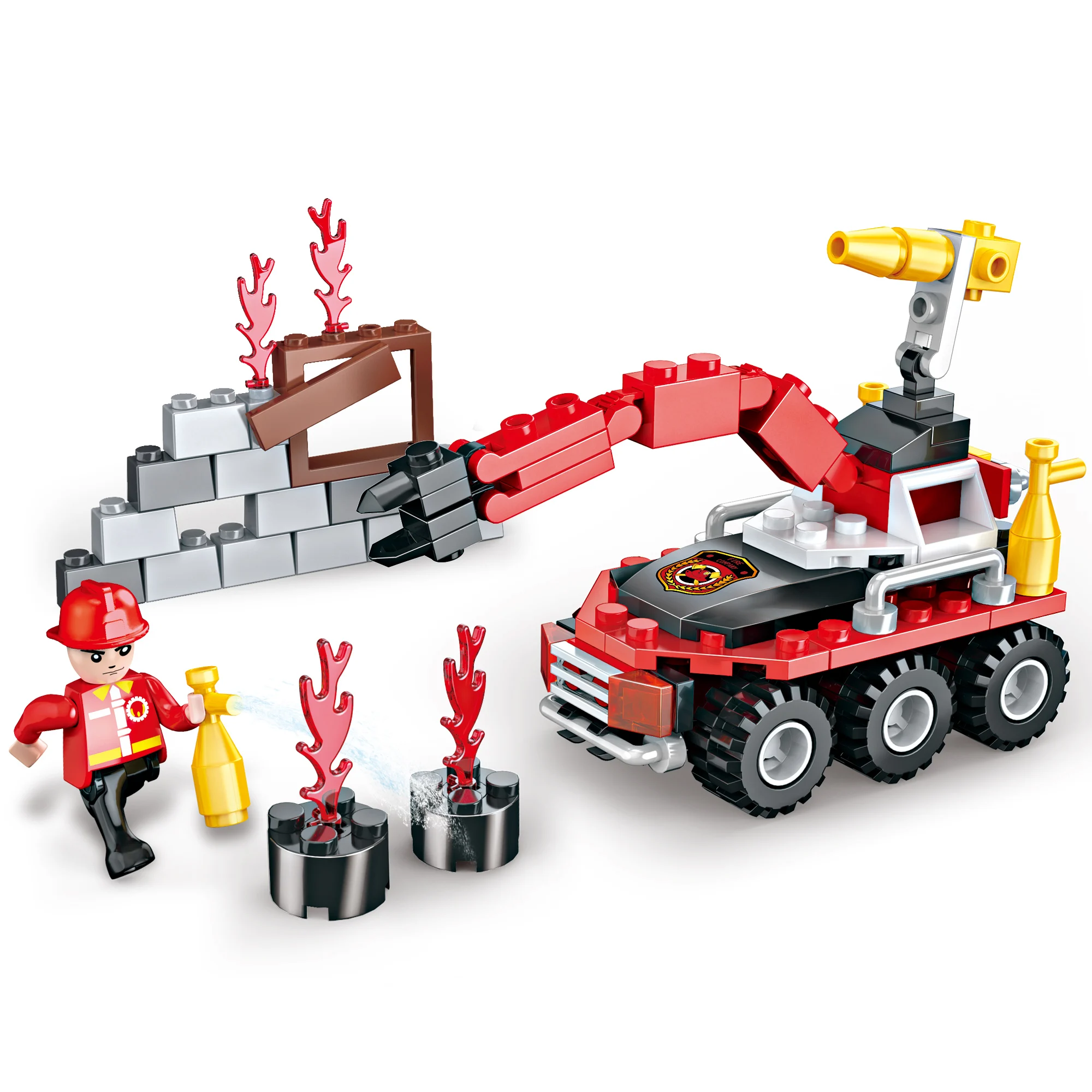 COGO Creative in Fire Station Build Bricks Toy Set