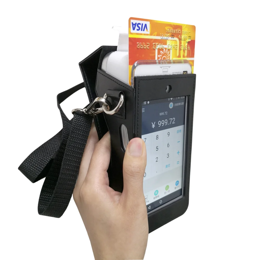 For Pax A920 Smart POS Terminal Device PU Leather Protective Case Shoulder Bags With Front Cover Protect Screen & Shoulder Strap