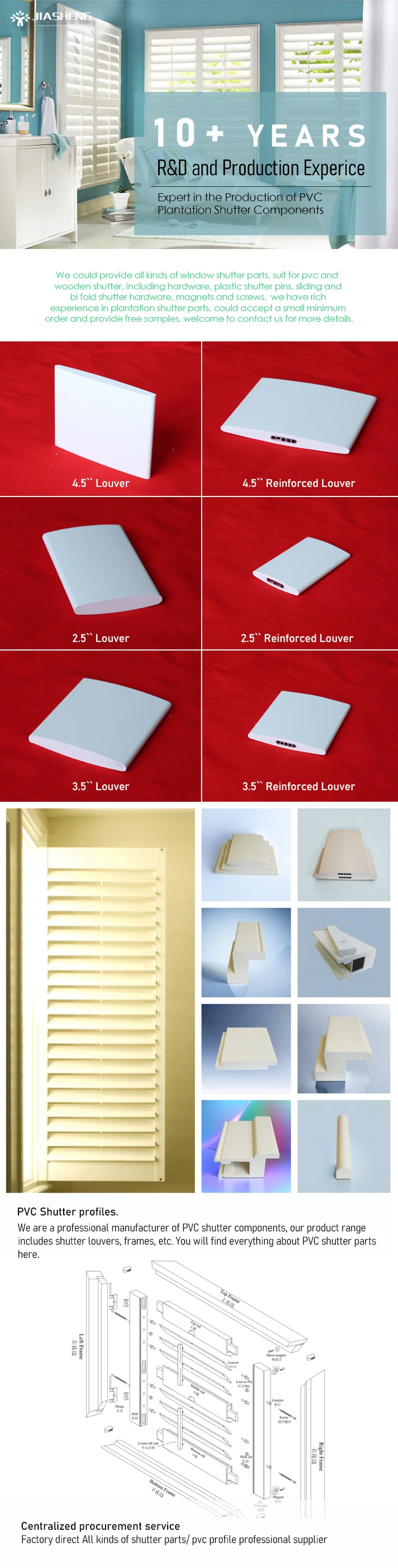 Raw Material Manufacturer Interior Pvc Plantation Shutter Reinforced