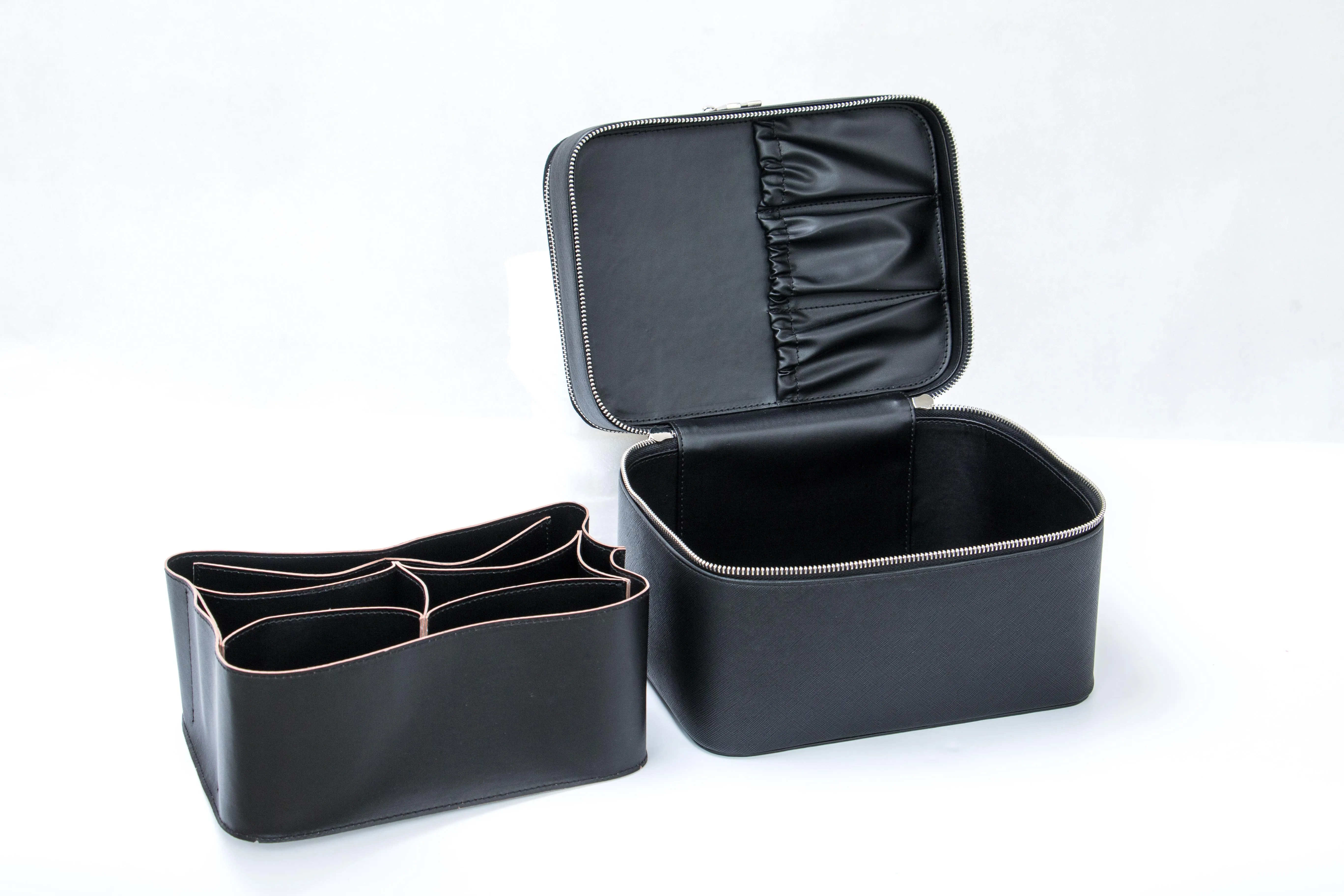 Double Layer PU Make up case Big Large Makeup Trolley Bags with Compartments Vanity Bag Cosmetic case
