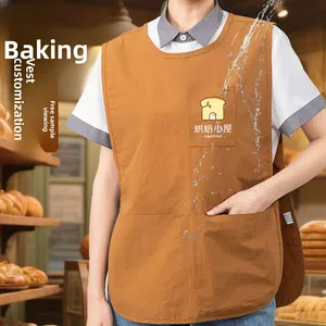 Waterproof Barista Apron with Custom Logo Print Workwear for Milk Tea and Bakery Kitchens Restaurant & Bar Uniforms