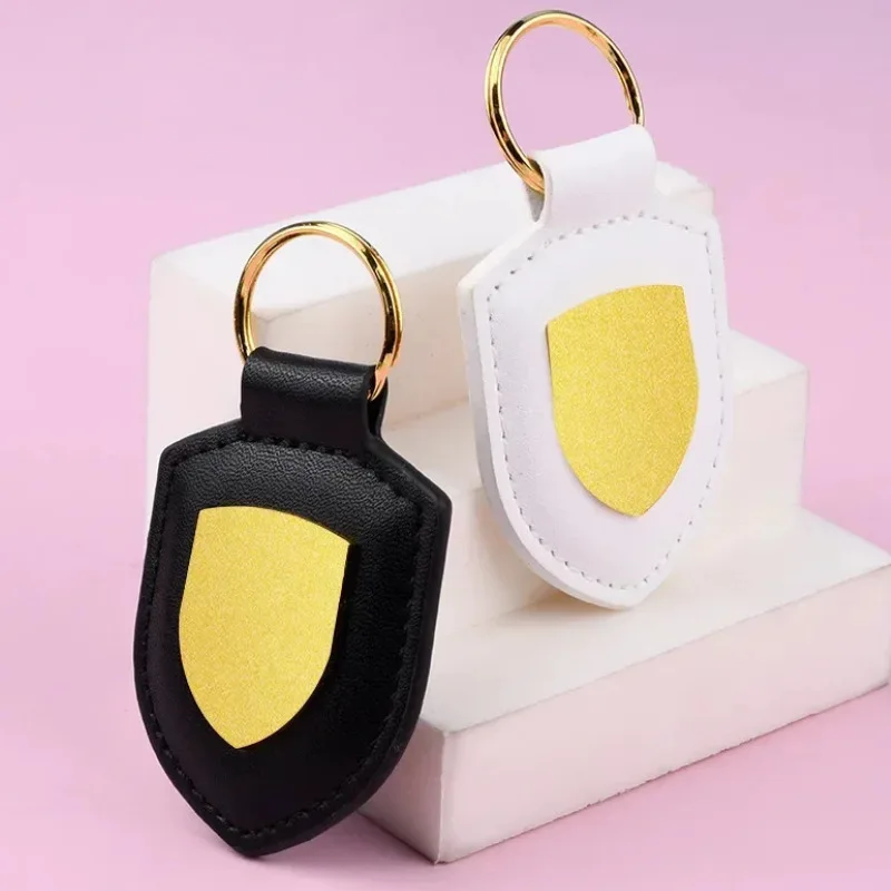 PU Leather Shield Keychain Personalized Creative Couple Pendant with Metal Keyring for Business Gifts preview 3