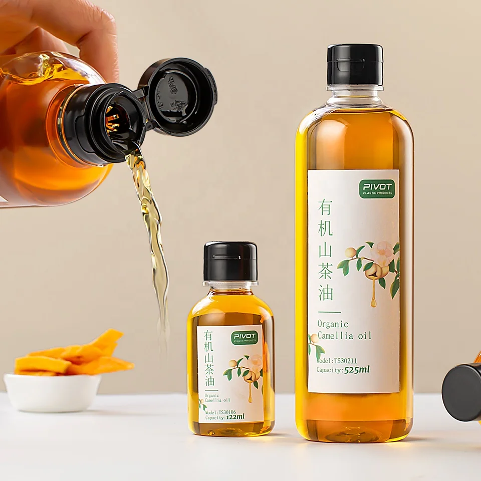 Supply PET 122ml 325ml 525ml clear Food Grade Coconut Oil Round Plastic Olive Oil Bottle