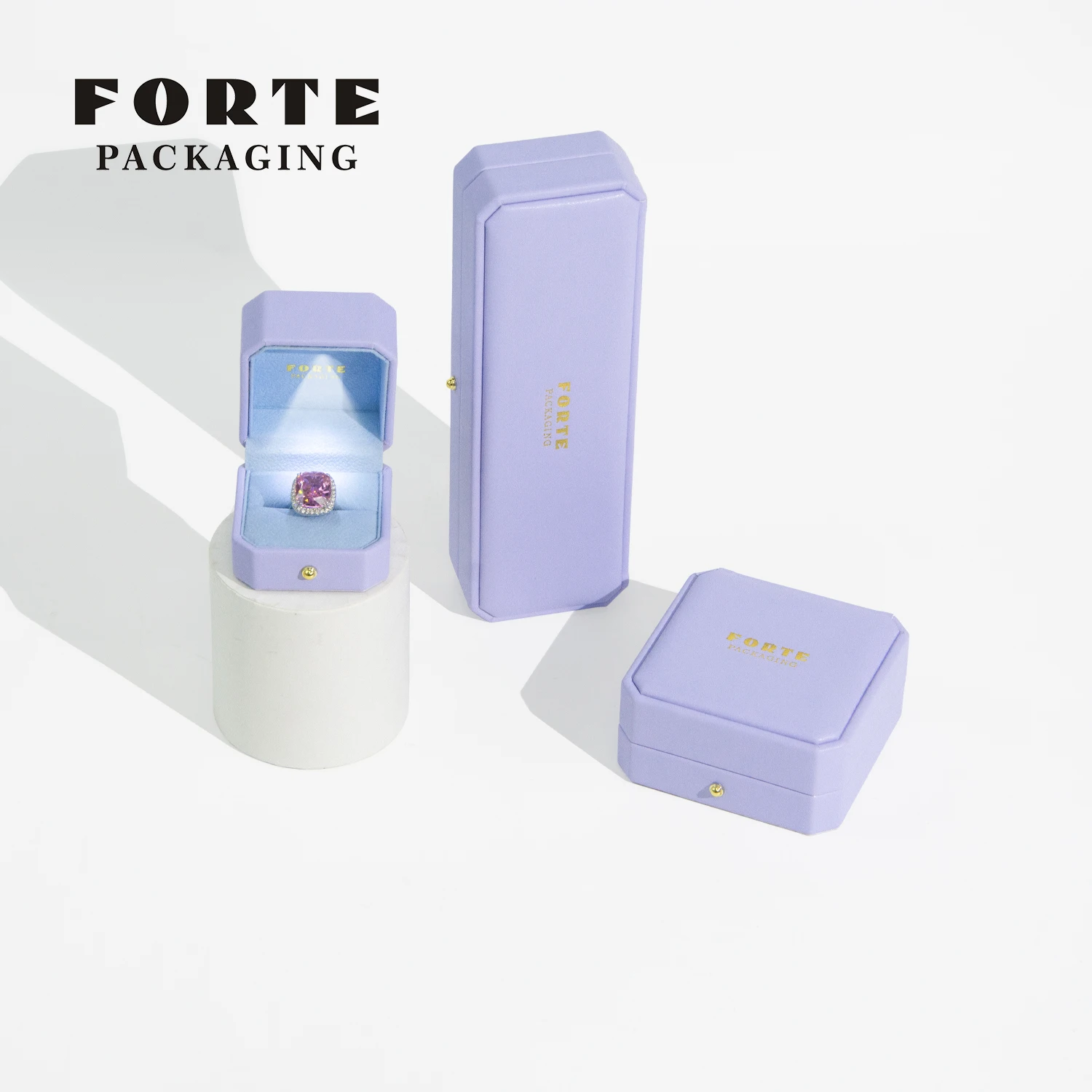 FORTE Light Jewelry Packaging Custom Ring Box Cuban Necklace Chain  Box Hiphop LED Packing Jewelry Box With Light
