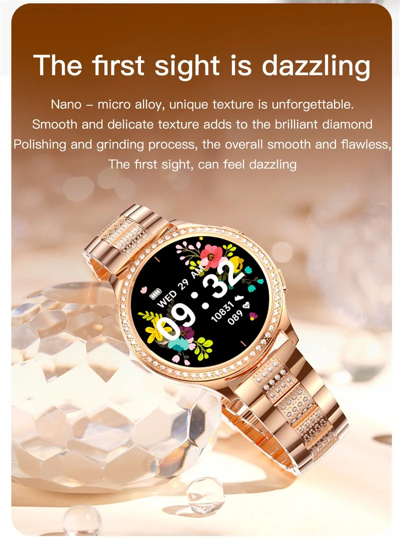 AK53 Luxury Smart Watch for Women Ladies Diamond Bezel Metal Sport Waterproof BT Call Smart Watch with Fitness Tracker and Health Monitor (2).jpg