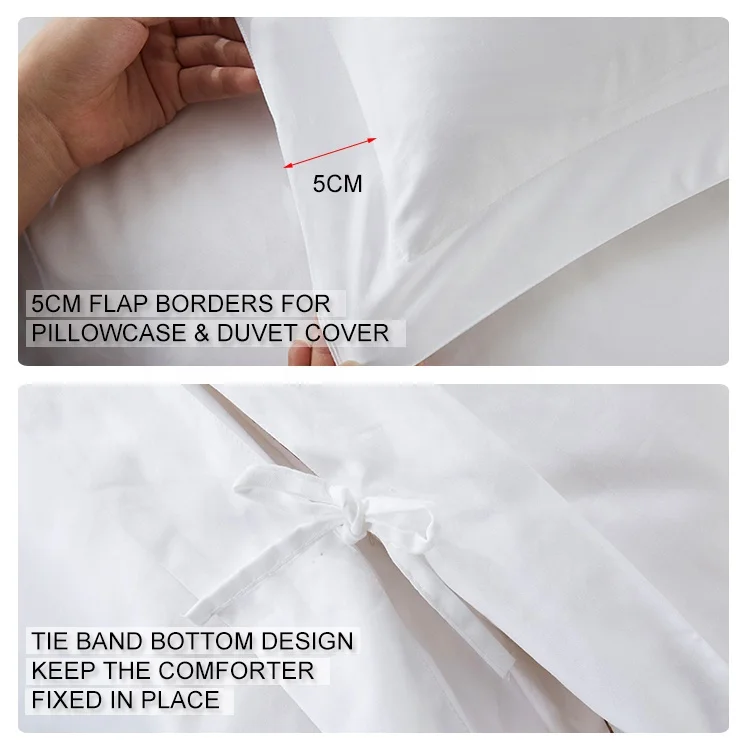 One Stop Wholesale 100% Cotton 300T 400T Bed Sheet Duvet Cover Pillow Case 4 Pcs Bedding Set for Hotel