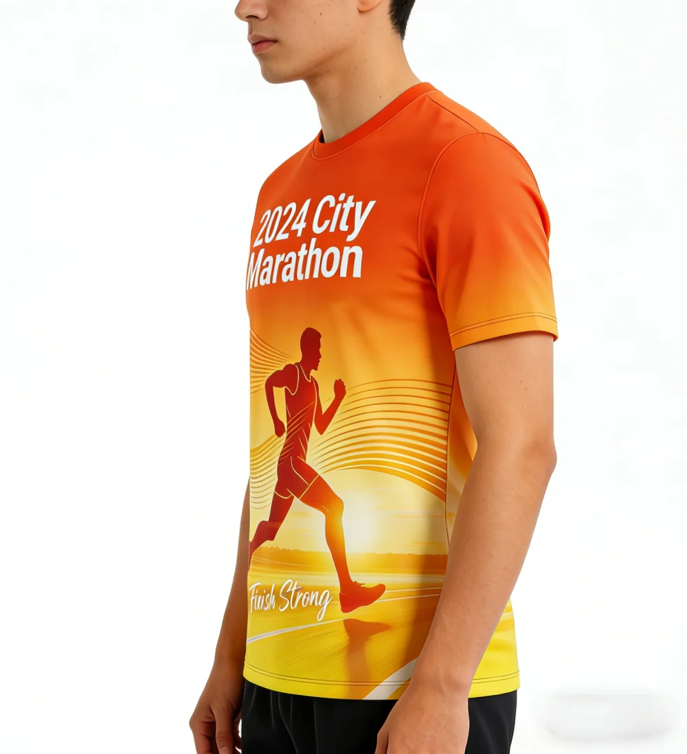 High Performance Knitted Dry Fit Race Shirts 5K 10K Marathon Custom Logo Quick Dry Running T-shirts Sports Wear