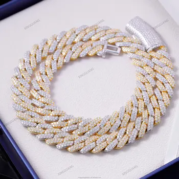 New Arrival 2024 S925 Sterling Silver Pass Diamond Tester VVS Moissanite Diamond Necklace Cuban Link Chain for Hip Hop Jewelry
