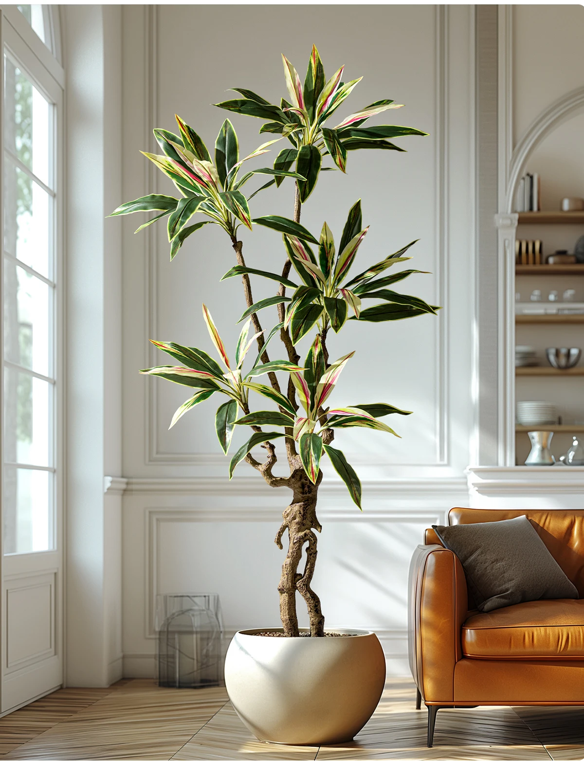 Natural Style Large Artificial Brazilian Ironwood Green Tree Plastic Decorative Greenery Olive Bonsai Pot Decorative Outdoor details