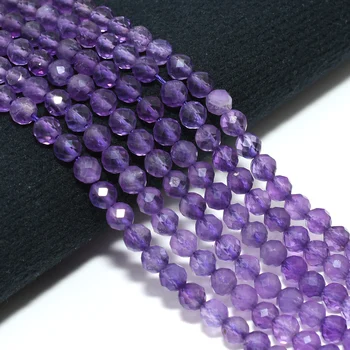 Natural Medium Color Amethyst Faceted Round Beads 4mm