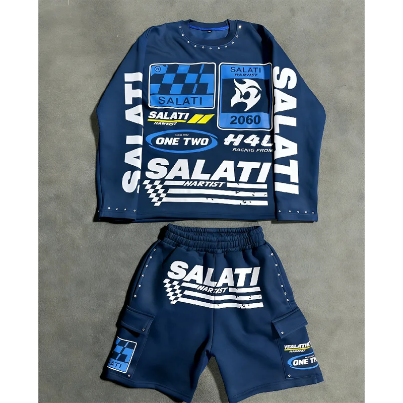 Unisex Summer Boutique Set High Quality Cotton Trendy Fashionable Pattern Printed T-shirt Shorts Clothing Set gallery 4