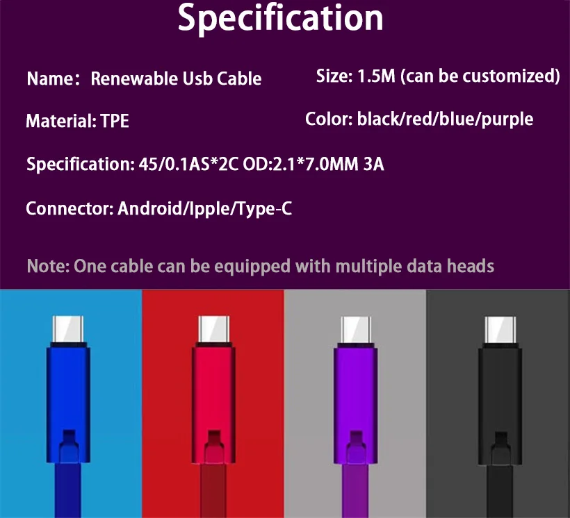 2024 New Trending Fast Charging Magic Renewable Usb Cable Cutting
