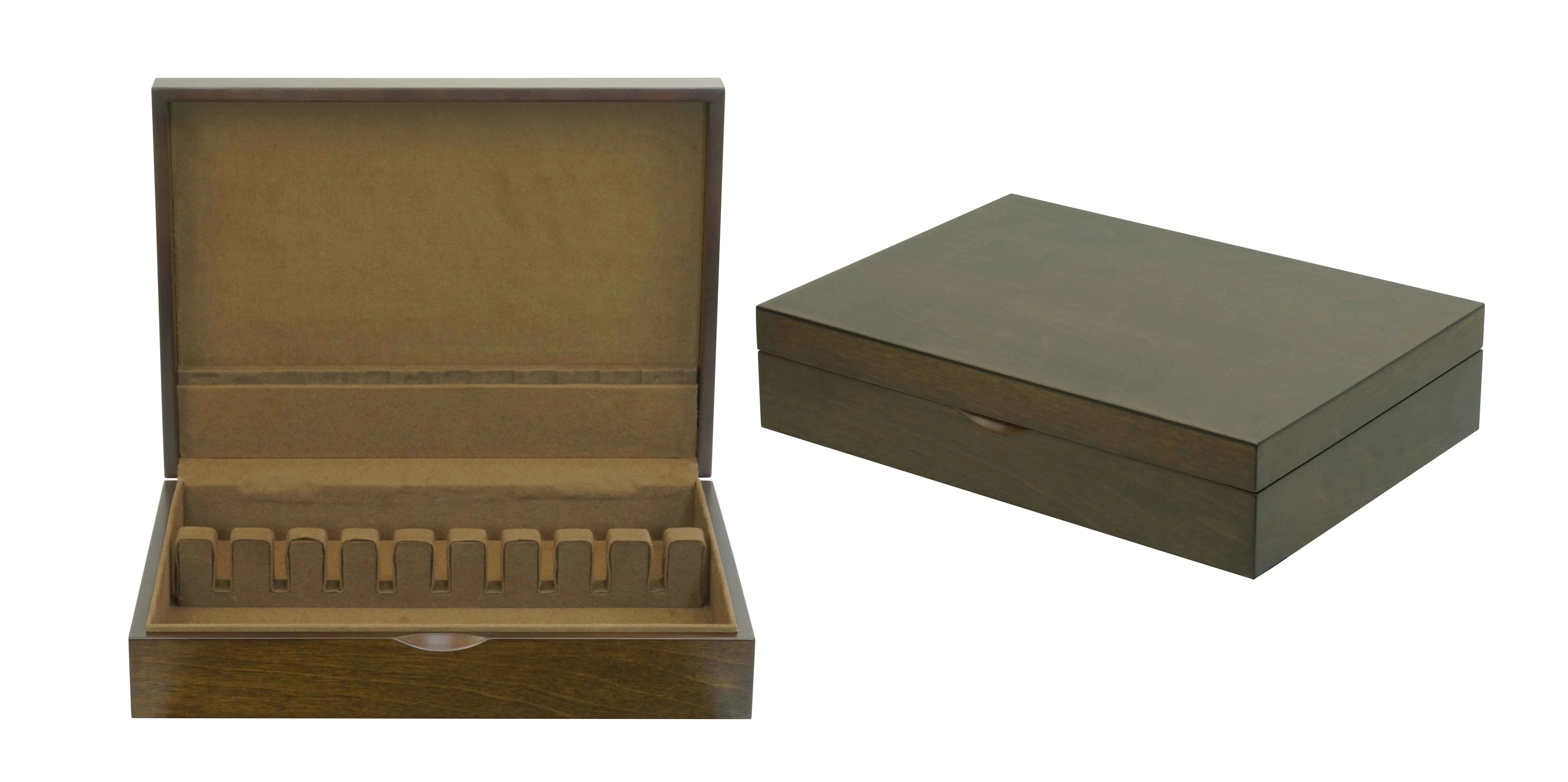 Wooden Flatware Chest with Tarnish Preventative Linings Cutlery Organizer for Knives Spoons Forks