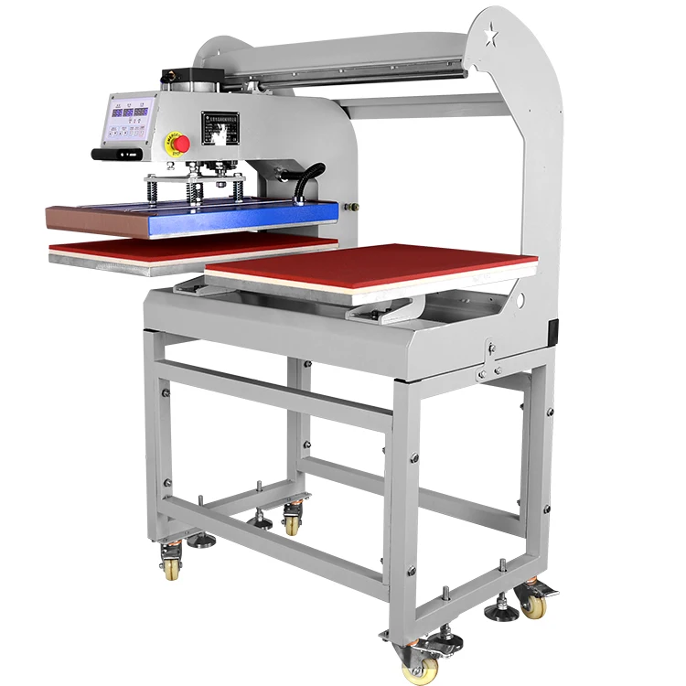 Factory's Newest Style 16X24 Dual Heat Automatic Heat Press Machine Pneumatic Garment Printing Hot Press Machine supplier