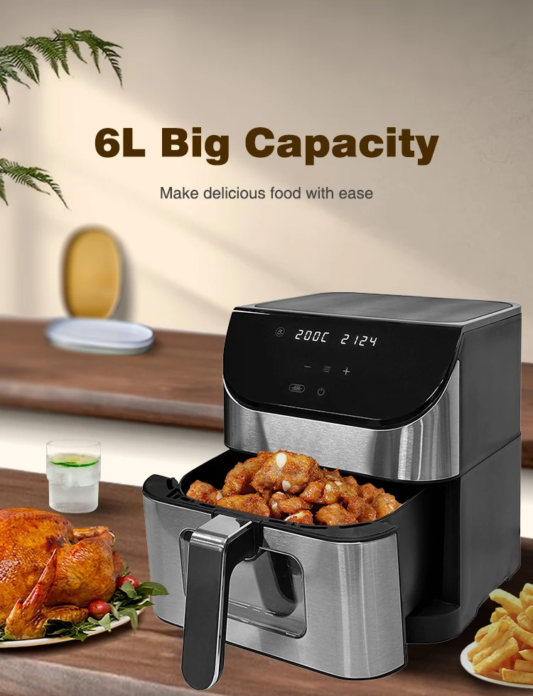 Hot Sale 8l 6l Touchscreen Stainless Steel Oilfree Fryer Electric Deep