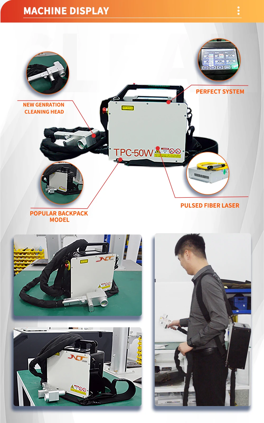 Pulse Fiber Laser Cleaning For Metal Surface Laser Cleaner 50w 100w