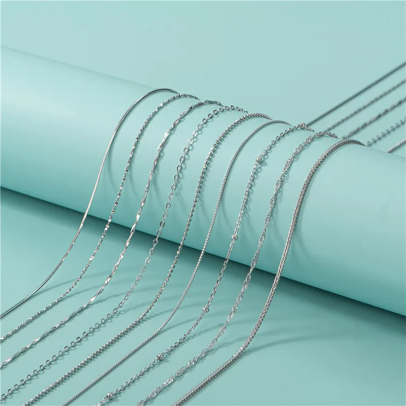 Custom 16-18inch Platinum Plated Chains for Making Women Silver