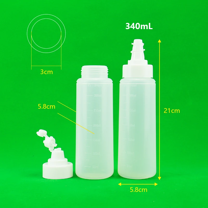 11oz Clear Plastic Squeeze Bottle Twist Top Caps Screen Printing Packaging Oil Inks Crafts Kitchen Food Household Applications