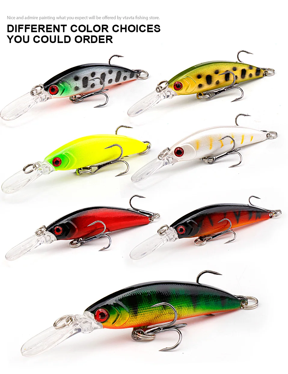Vtavta Japan Shallow 6g Minnow Lure 70mm 3d Eye Sinking Minnows Jerk