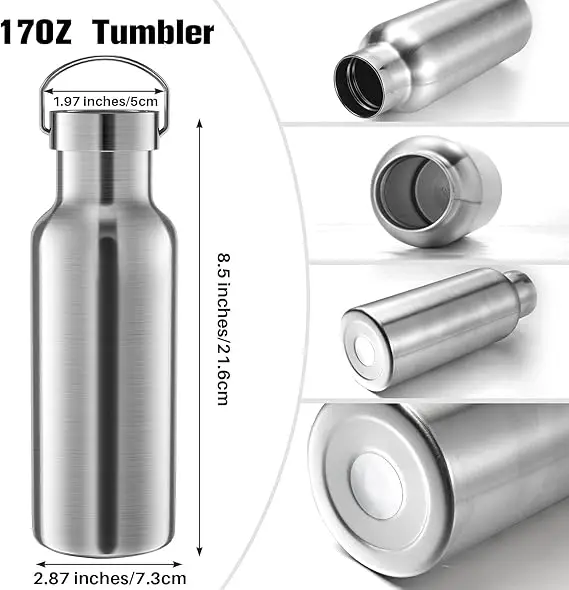 AHTECH Stainless Steel Sport Water Bottle - Double Wall Insulated