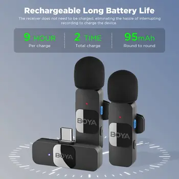 BOYA Budget Microphone BY-V20 Wireless Microphone Lavalier 2.4GHz Portable Mic for Smartphone Wireless Recording detail image