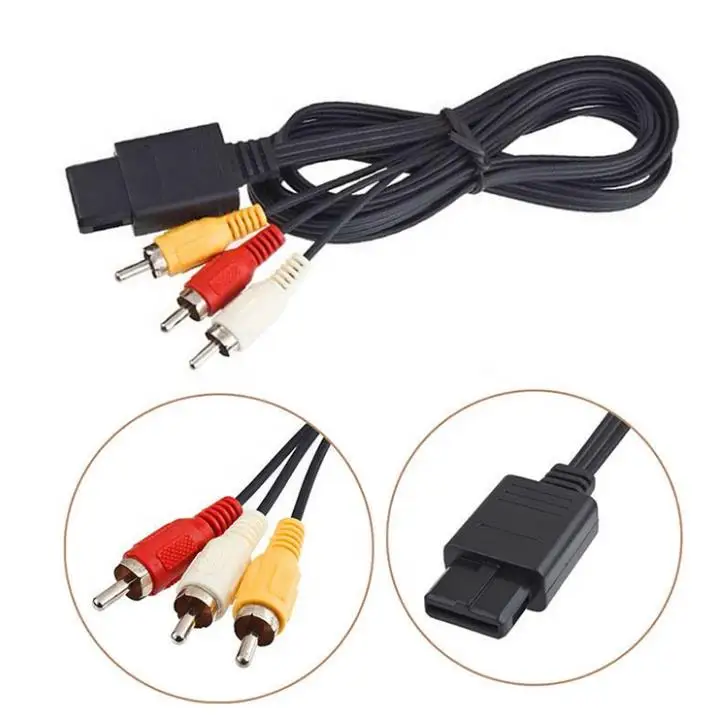 Audio Video AV Cables for SNES/N64 Video Games Console 6ft Wire Cord RCA TV AV Cable Lead Line for Nintendo 64/GameCube AV Cable