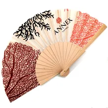 New Arrival Wholesale Custom Logo Printed Hand Held Fan Wood Bamboo Folding Hand Fan