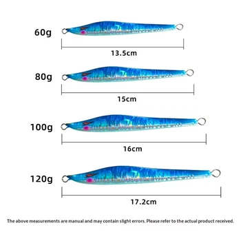 New Style Japanese Iron Plate Lure Lead Metal Jig Artificial Hard Bait Glow-in-the-Dark Laser 60g-120g – Metal Jig – view 5