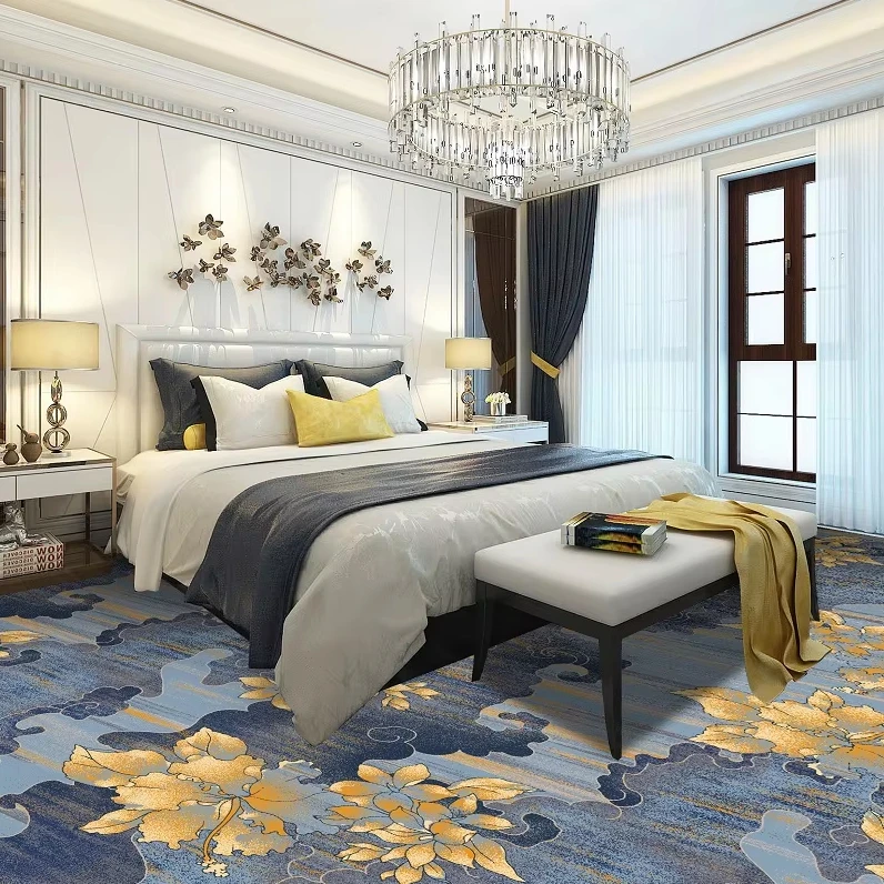 Machine Printed 100% Nylon Wall to Wall Carpet High End Hotel Hall Customized Modern Design Large Size Carpet for Restaurant