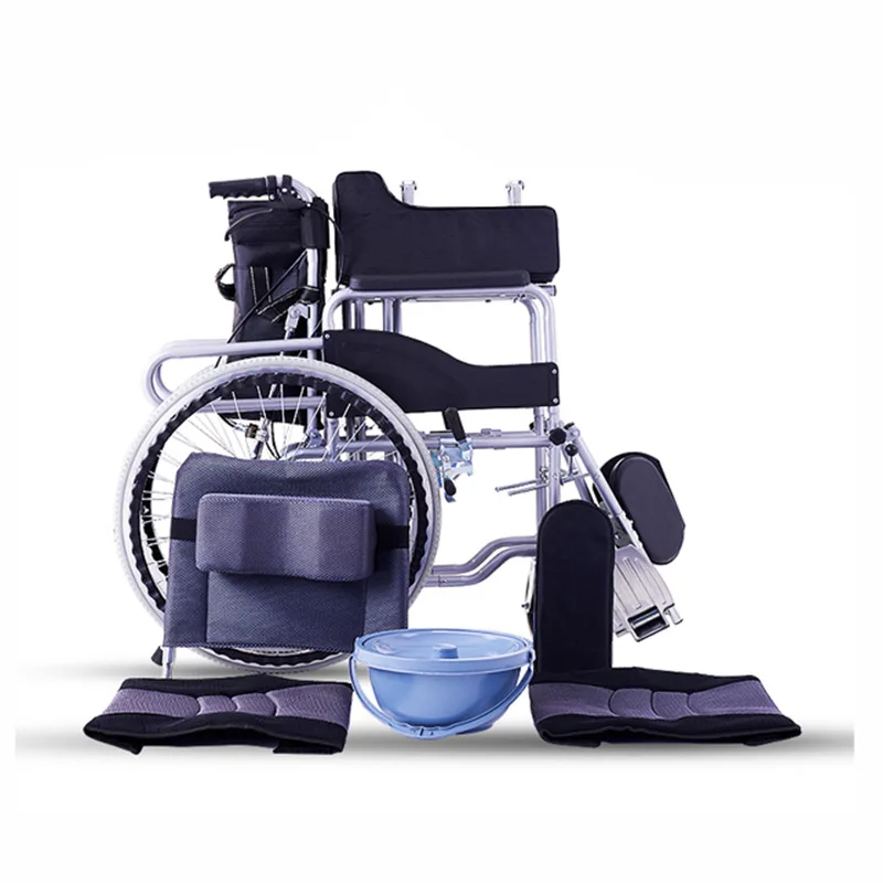 Bath Room and Commode Manual Folding Manual Wheelchair for the Disabled