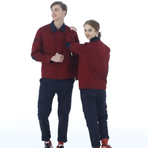 Long Sleeve Anti-Static Spandex Work Uniform Customized Overalls Comfortable Breathable Blue Navy Blue Unisex Workshop Use