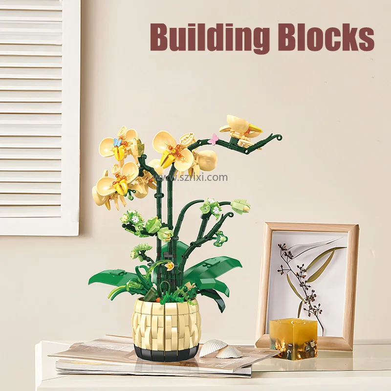 Jie Star 9067 3D Flower Orchid Potting Model - DIY Building Block