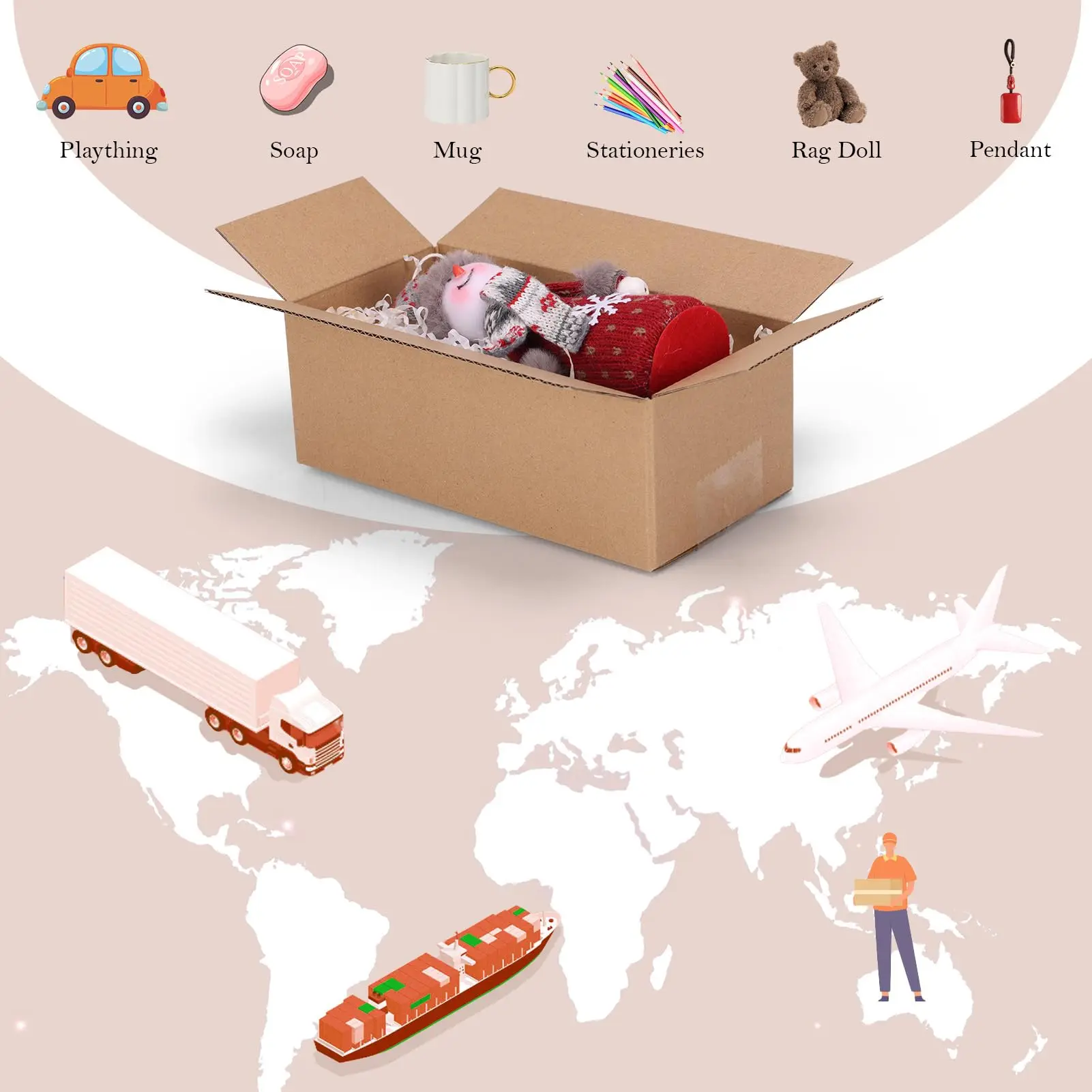 Custom Recyclable Strong Cardboard Carton Box Corrugated Cartons Mailing Moving Plush Toys Shipping Boxes