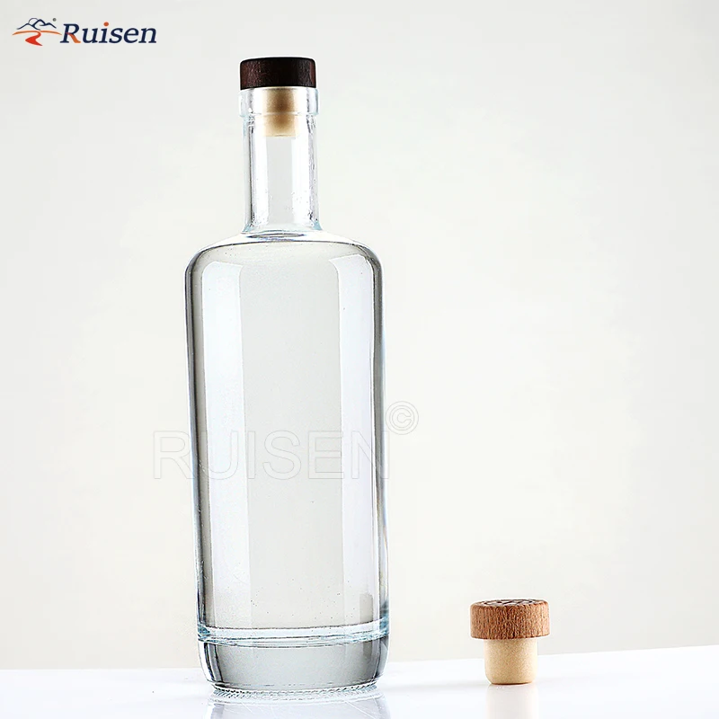 Nice 500ml 750ml  Clear Round Shaped Wine Glass Bottle Water Glass Bottle