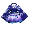 Dark blue-hair ornament top dress waist seal waist leg